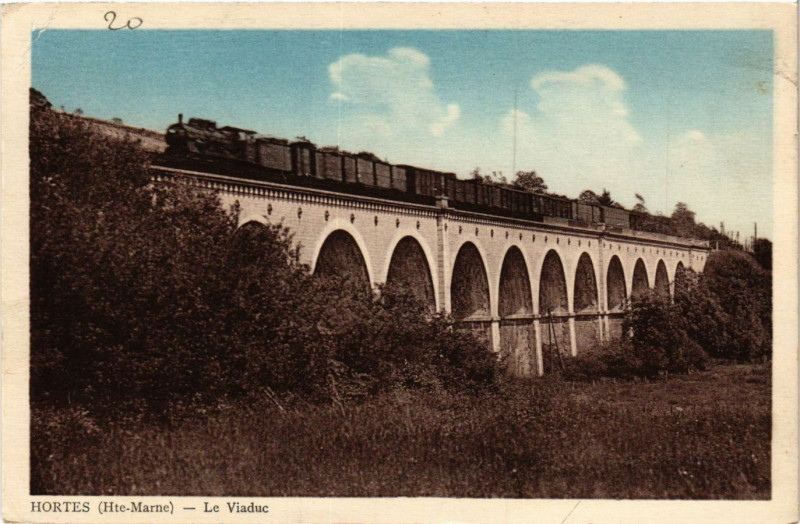 Carte postale ancienne Hortes - Le Viaduc