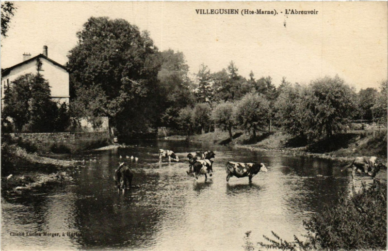 Carte postale ancienne Villegusien - L'Abreuvoir