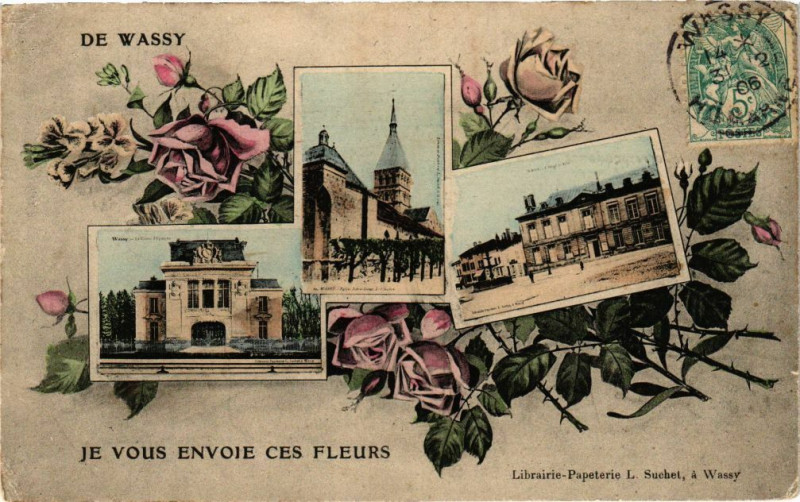 Carte postale ancienne De Wassy - Je vous envoie ces fleurs à Wassy
