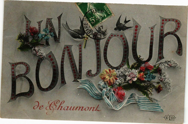 Carte postale ancienne Un Bonjour de Chaumont à Chaumont