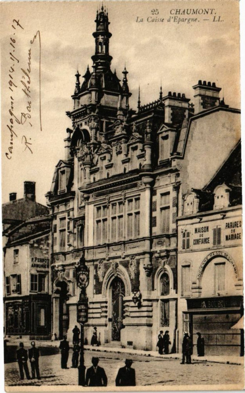 Carte postale ancienne Chaumont - Le Caisse d'Epargne à Chaumont