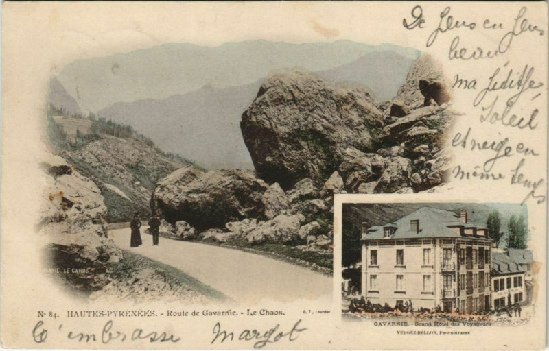 Carte postale ancienne Route de Gavarnie Le Chaos