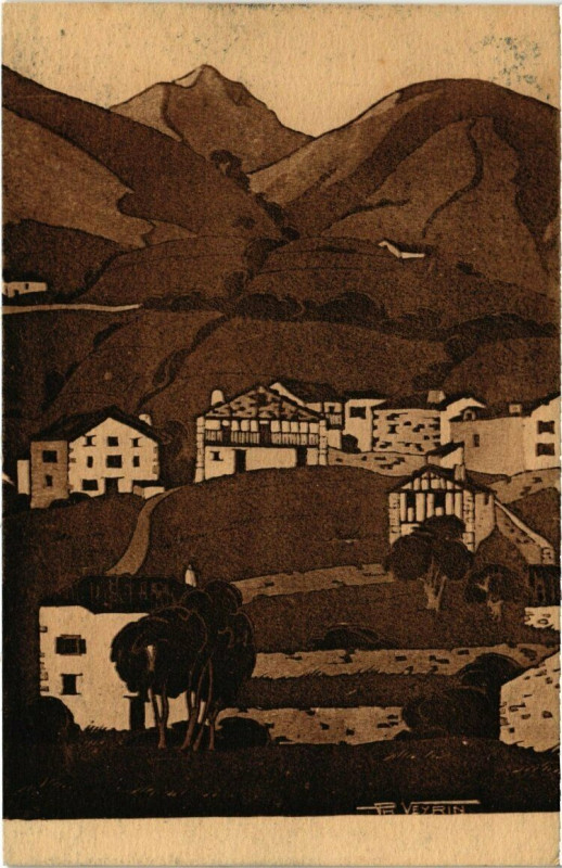 Carte postale ancienne Pays Basque - Quartier Michelena à Asque