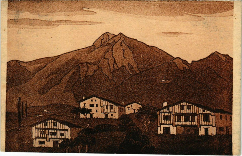 Carte postale ancienne Pays Basque - La Rhúne à Asque