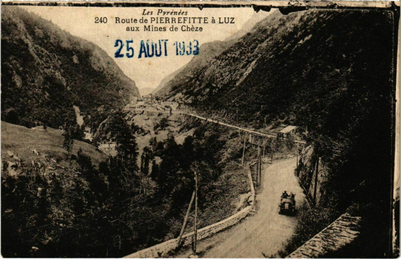Carte postale ancienne Route de Pierrefitte a Luz aux Mines de Chéze à Chèze