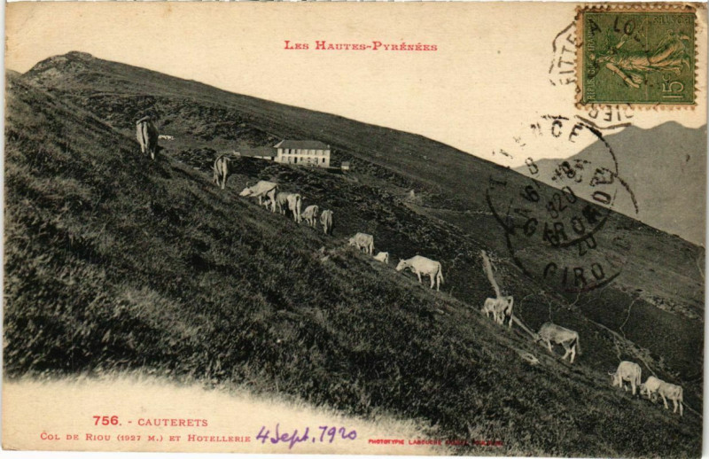 Carte postale ancienne Cauterets - Cold de Riou et Hotellerie à Cauterets