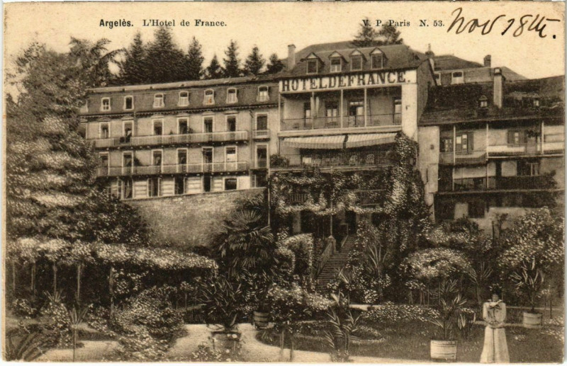 Carte postale ancienne Argeles - L'Hotel de France