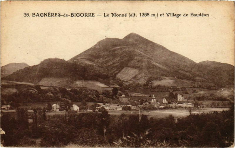 Carte postale ancienne Bagneres-de-Bigorre - Le Monné et Village de Baudéan à Bagnères-de-Bigorre
