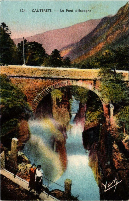 Carte postale ancienne Cauterets - Le Pont d'Espagne à Cauterets