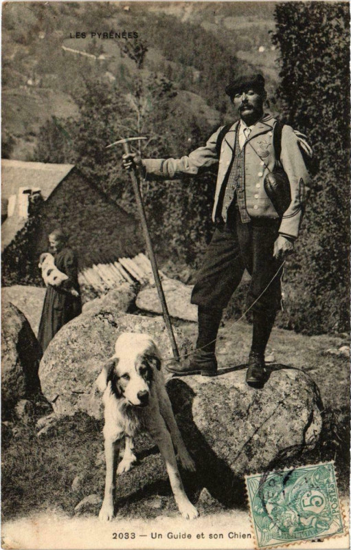 Carte postale ancienne Un Guide et son Chien
