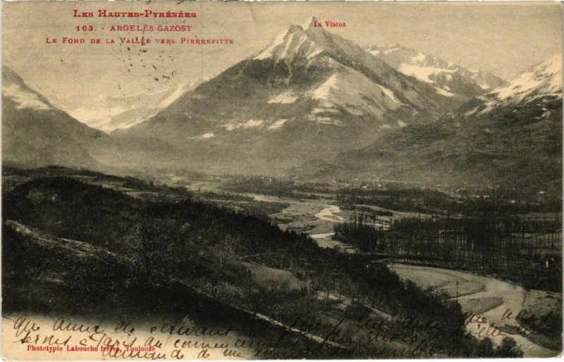 Carte postale ancienne Argeles-Gazost Le Fond de la Vallee vers Pierrefitte à Argelès-Gazost