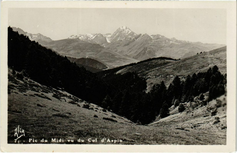 Carte postale ancienne Pic du Midi vu du Col d'Aspin
