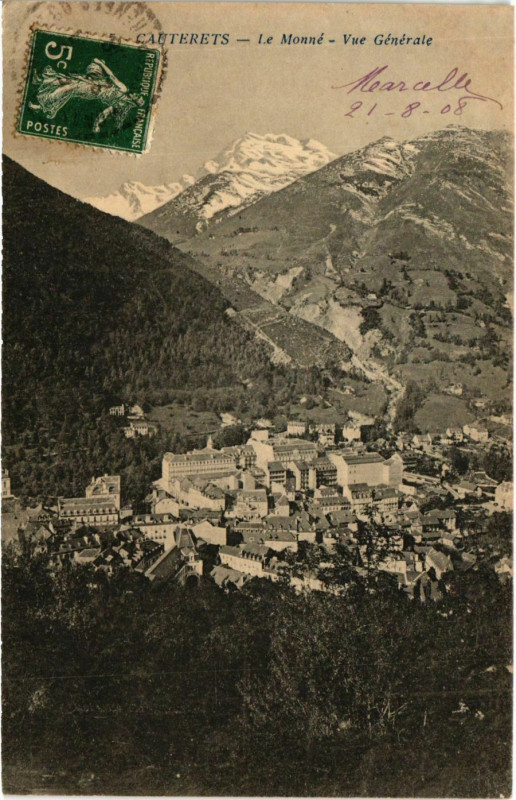 Carte postale ancienne Cauterets Monné Vue generale à Cauterets