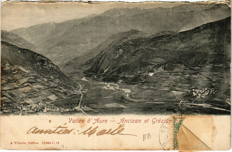 Carte postale ancienne Vallée d'Aure Ancizan et Grezian à Ancizan