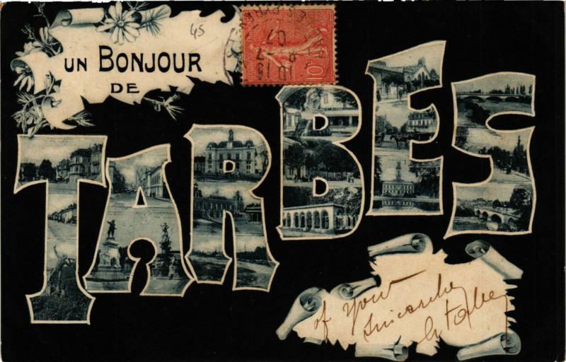 Carte postale ancienne Un Bonjour de Tarbes à Tarbes
