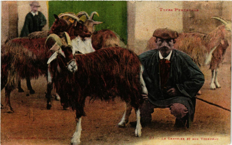 Carte postale ancienne Types Pyrenées Le Chavrier et son Tropeau