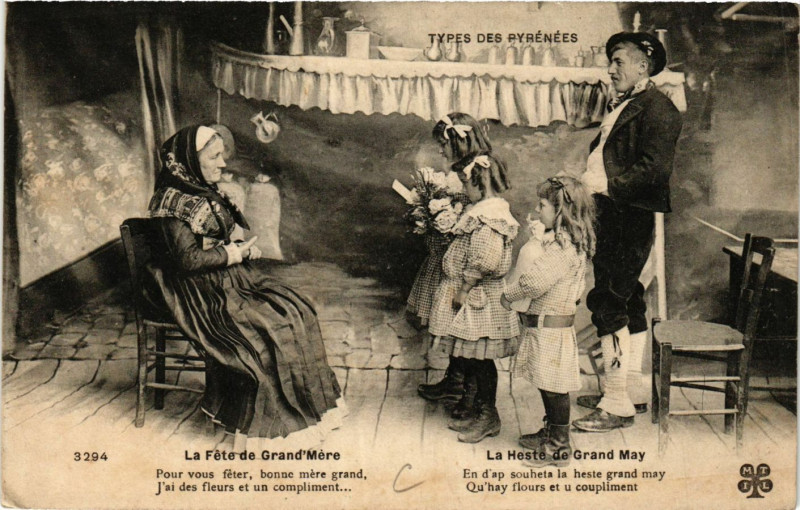 Carte postale ancienne Types Pyrenées La fete de Grand'Mere-La Heste de Grand May