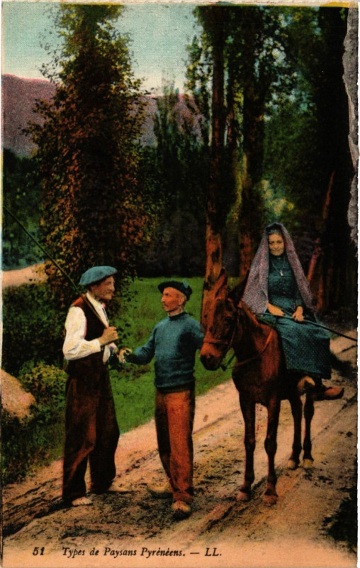 Carte postale ancienne Types de Paysans Pyrenéens à Ens
