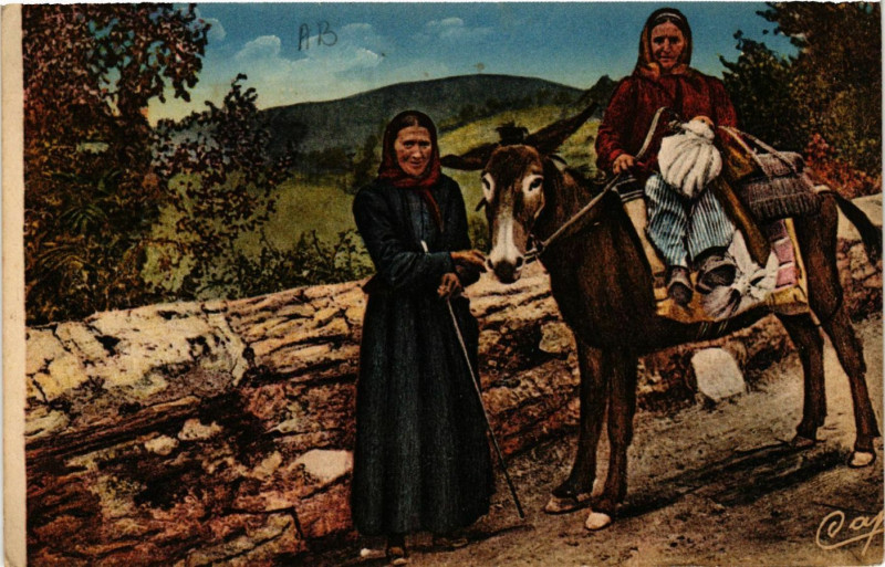 Carte postale ancienne Scenes et Types des Pyrenées Femmes du Pays allant au Marché