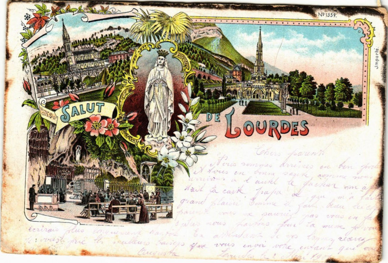 Carte postale ancienne Salut de Lourdes à Lourdes