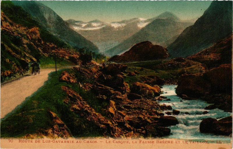 Carte postale ancienne Route de Luz-Gavarnie au Chaos Le Casque La Fausse Breche Taillon à Asque