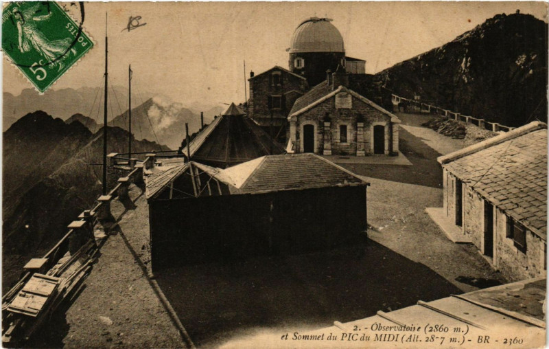 Carte postale ancienne Observatoire et Sommet du Pic du Midi