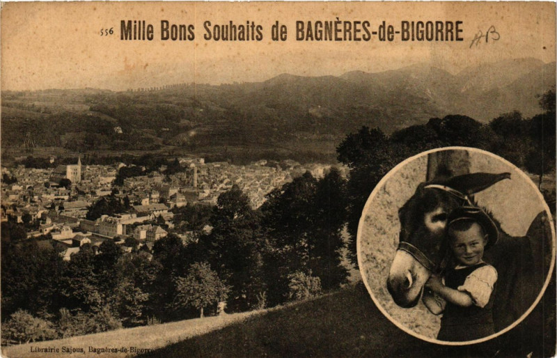 Carte postale ancienne Mille Bons Souhaits de Bagneres-de-Bigorre à Bagnères-de-Bigorre