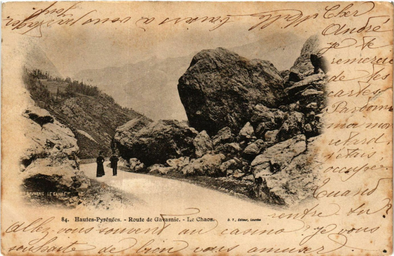 Carte postale ancienne Hautes Pyrenées Route de Gavarnie-Le Chaos