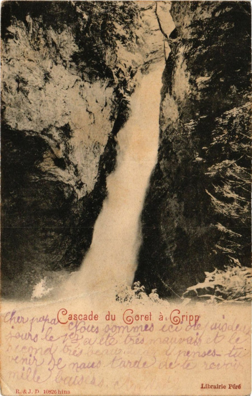 Carte postale ancienne Gripp Cascade du Goret