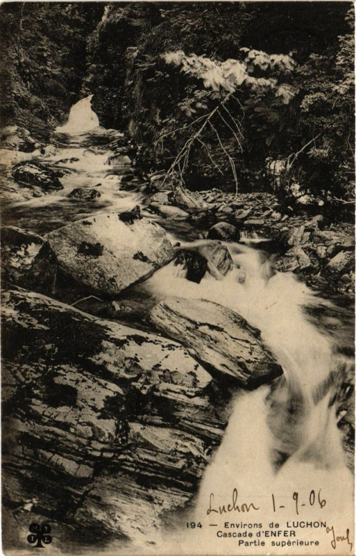 Carte postale ancienne Env. De Luchon Cascade d'Enfer à Luc