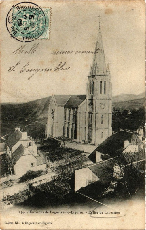 Carte postale ancienne Env. De Bagneres-de-Bigorre Eglise de Labassere à Bagnères-de-Bigorre