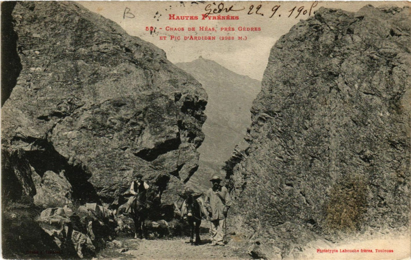 Carte postale ancienne Chaos de Heas et Pic d'Ardiden