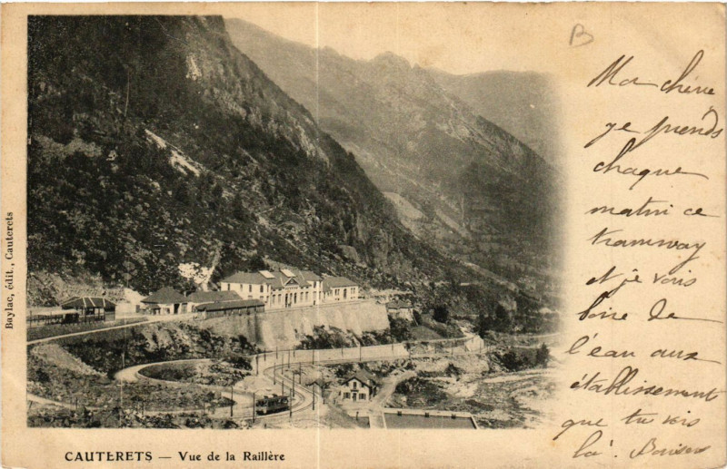Carte postale ancienne Cauterets Vue de la RAIllere à Cauterets
