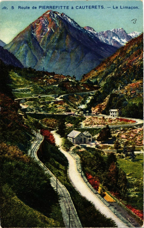 Carte postale ancienne Cauterets Route de Pierrefitte-Le Limacon à Cauterets