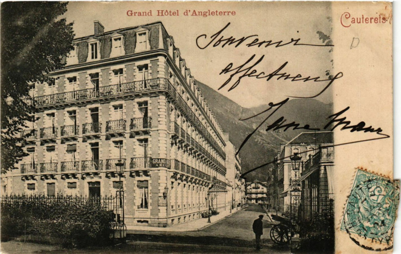 Carte postale ancienne Cauterets Grand Hotel d'ANGLETerre à Cauterets