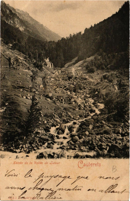 Carte postale ancienne Cauterets Entrée de la Vallée de Lutour à Cauterets