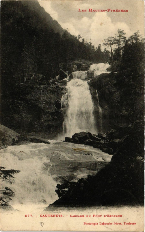 Carte postale ancienne Cauterets Cascade du Pont d'Espagne à Cauterets