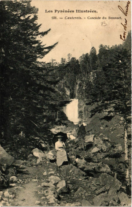 Carte postale ancienne Cauterets Cascade du Bousset à Cauterets