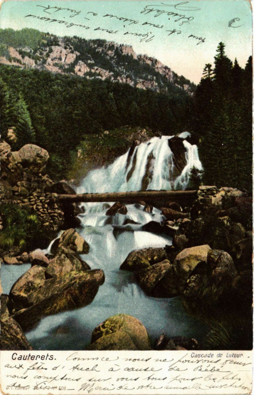 Carte postale ancienne Cauterets Cascade de Lutour à Cauterets