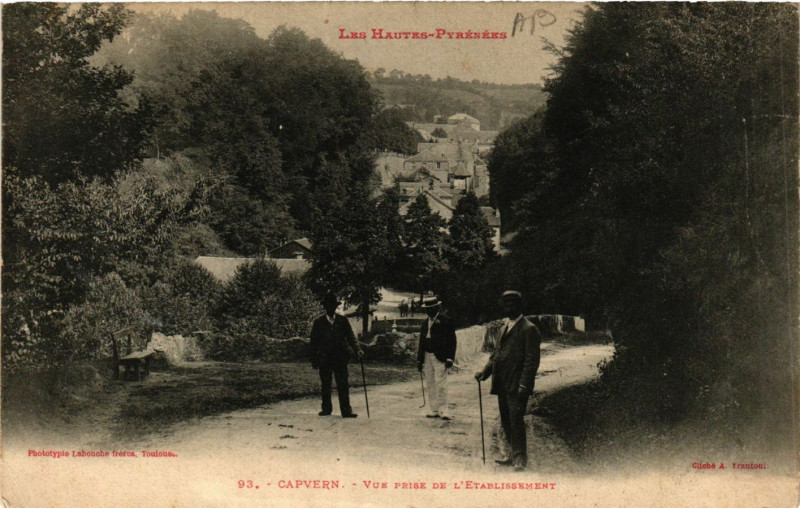 Carte postale ancienne Capvern Vue prise de l'Etabl. à Capvern