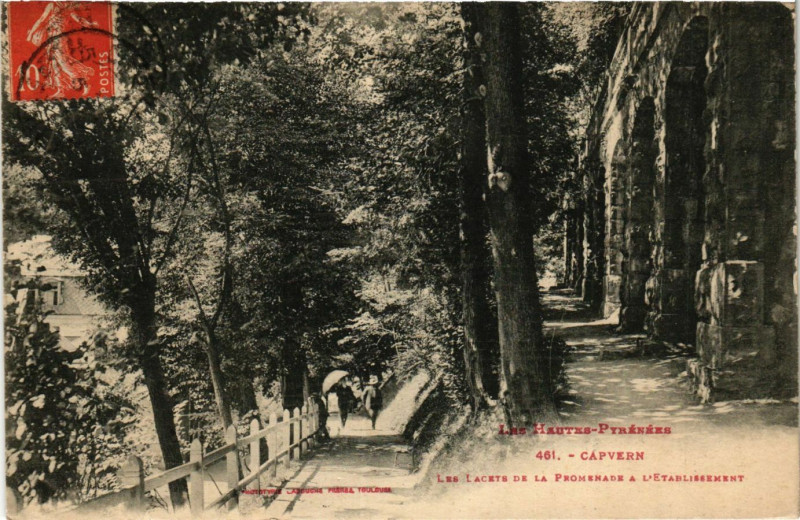 Carte postale ancienne Capvern Les Lacets de la Promenade a l'Etabl. à Capvern