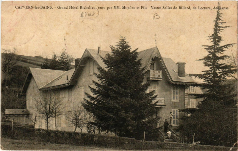 Carte postale ancienne Capvern-les-Bains Grand Hotel Richelieu-Vastes Salles de Billard à Salles