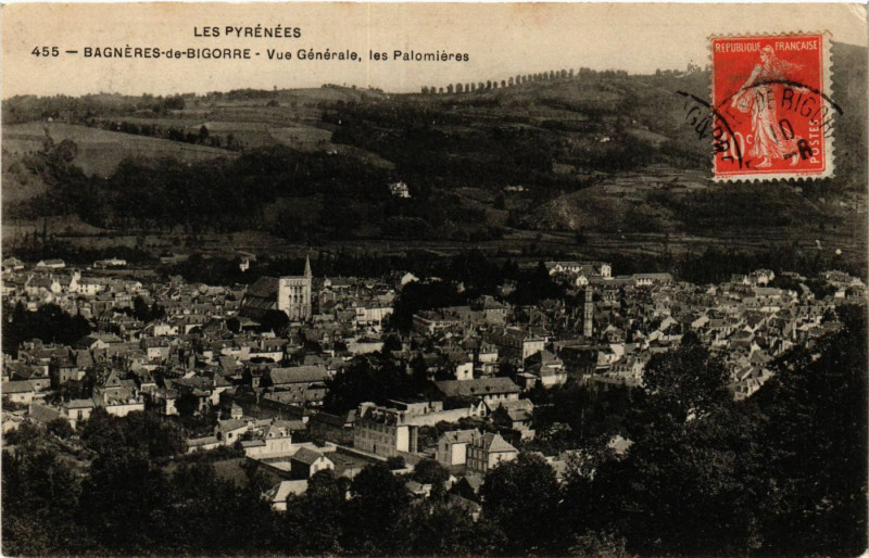 Carte postale ancienne Bagneres-de-Bigorre Vue générale les Palomieres à Bagnères-de-Bigorre