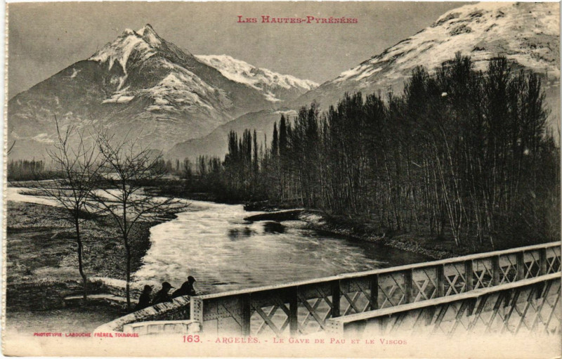 Carte postale ancienne Argeles Le Gave de Pau et le Viscos à Viscos
