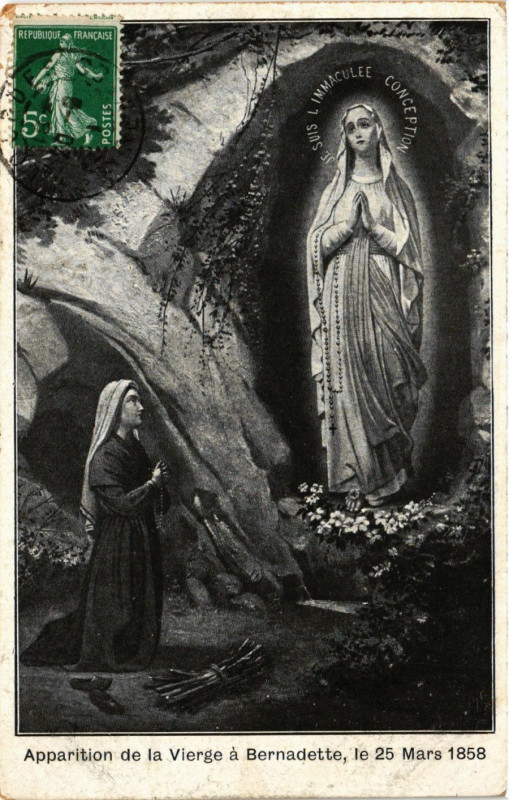 Carte postale ancienne Apparition de la Vierge a Bernadette