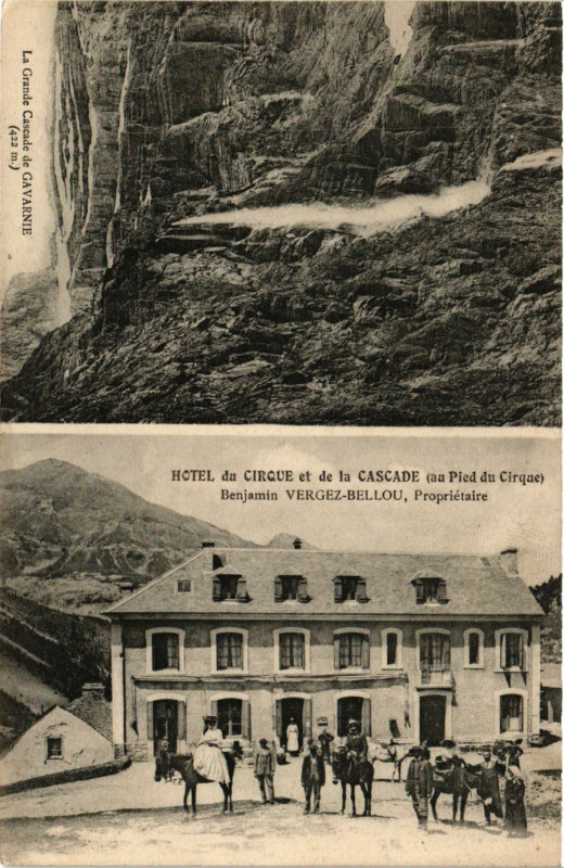 Carte postale ancienne Hotel du Cirque et de la Cascade. La Grande Cascade de Gavarne