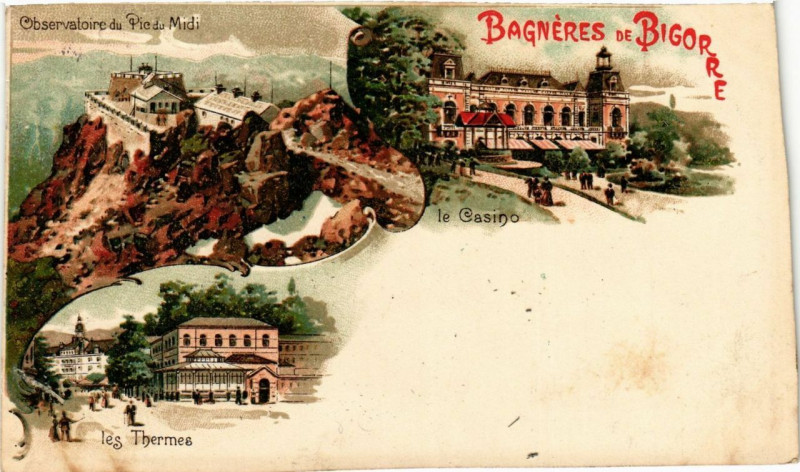 Carte postale ancienne Bagneres-de-Bigorre Les THERMes le Casino Observatoire à Bagnères-de-Bigorre
