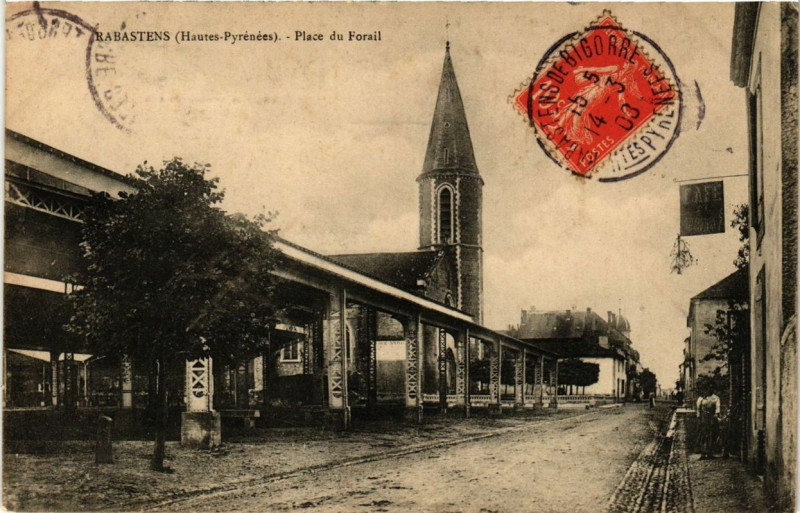 Carte postale ancienne Babastens Place du Forail à Ens