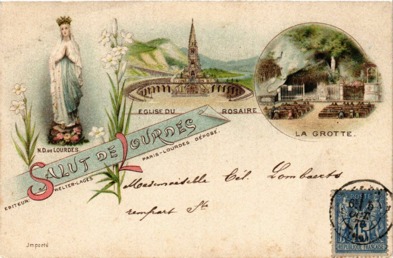 Carte postale ancienne Salut de Lourdes à Lourdes