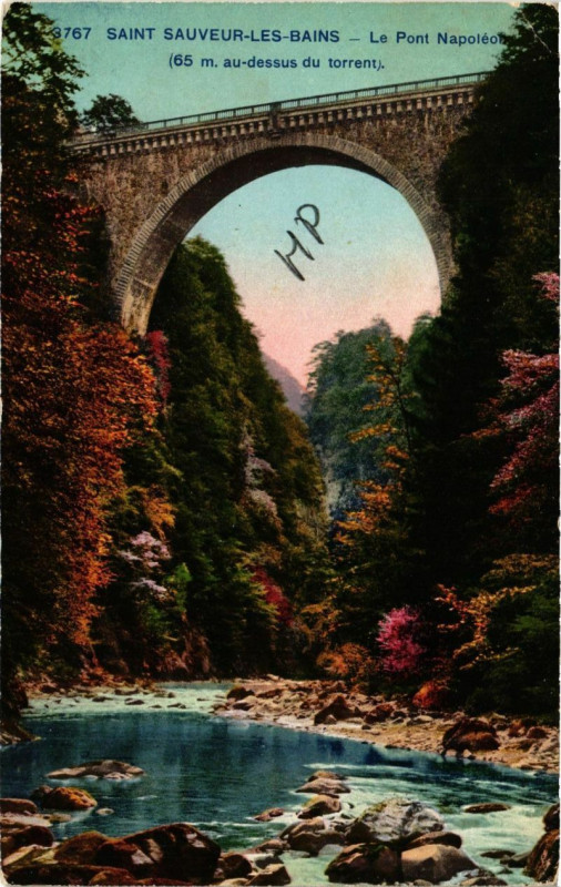 Carte postale ancienne Saint-Sauveur-les-Bains - Le Pont Napoleon